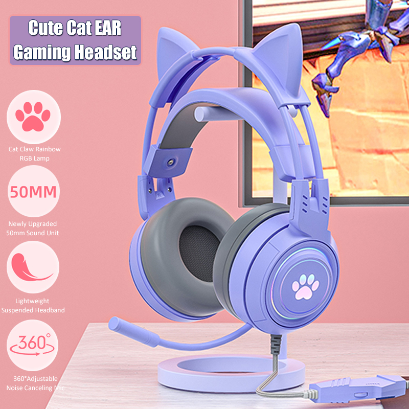 Cute Cat Ear Gaming Headphones - Gaming Accessories Monitor review and price